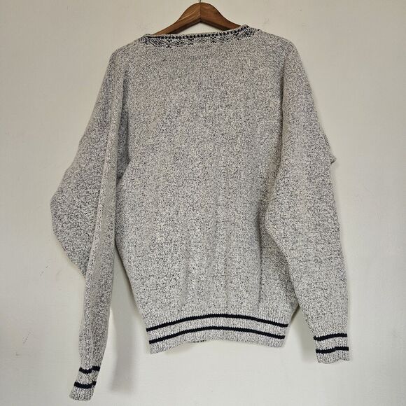 Vtg Jantzen Preppy Cardigan Sweater Mens M Navy Grandpa Tennis Cottagecore Boho - Picture 5 of 8